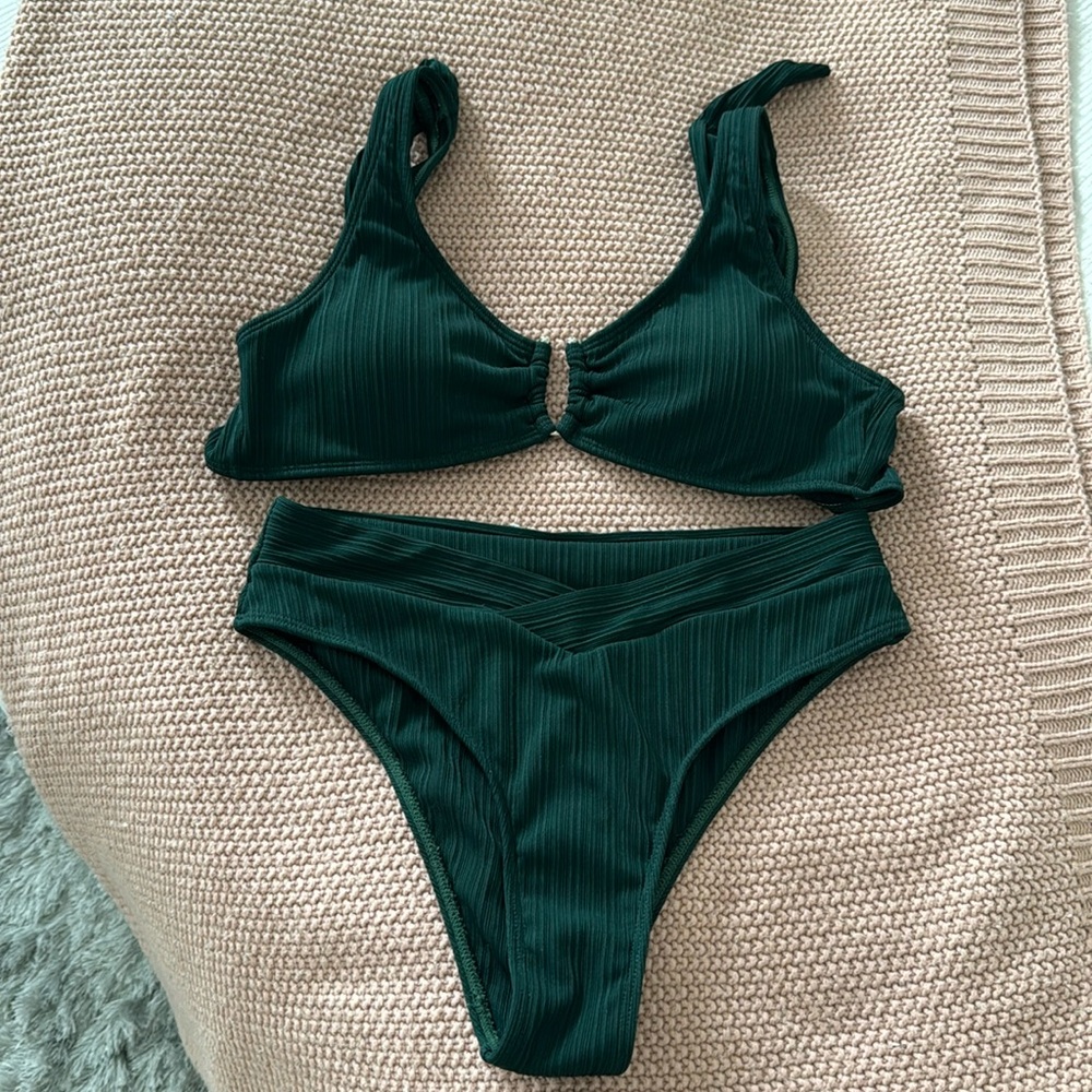 Zaful dark green mid rise swimsuit